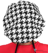 Banded Bouffant Surgical Scrub Cap - Houndstooth Kitties with Black Band - Banded Bouffant Surgical Scrub Caps - Sparkling EARTH