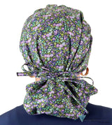 Banded Bouffant Ponytail Scrub Cap - Lovely Lavender Flowers Banded Bouffant Surgical Scrub Caps