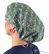 Banded Bouffant Ponytail Scrub Cap - Lovely Lavender Flowers Banded Bouffant Surgical Scrub Caps