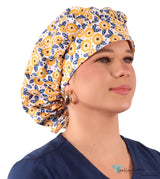 Banded Bouffant Ponytail Scrub Cap - Marvelous Marigolds Banded Bouffant Surgical Scrub Caps