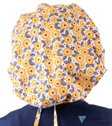 Banded Bouffant Ponytail Scrub Cap - Marvelous Marigolds Banded Bouffant Surgical Scrub Caps