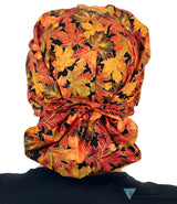 Banded Bouffant Surgical Scrub Cap - Metallic Autumn Leaves - Banded Bouffant Surgical Scrub Caps - Sparkling EARTH