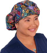 Banded Bouffant Surgical Scrub Cap - Nighttime in the Garden - Banded Bouffant Surgical Scrub Caps - Sparkling EARTH