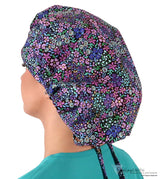 Banded Bouffant Ponytail Scrub Cap - Petals In Bloom Banded Bouffant Surgical Scrub Caps