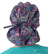 Banded Bouffant Ponytail Scrub Cap - Petals In Bloom Banded Bouffant Surgical Scrub Caps