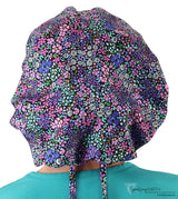 Banded Bouffant Ponytail Scrub Cap - Petals In Bloom Banded Bouffant Surgical Scrub Caps