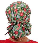 Banded Bouffant Surgical Scrub Cap - Poinsettia Party - Banded Bouffant Surgical Scrub Caps - Sparkling EARTH