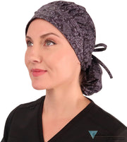Banded Bouffant Surgical Scrub Cap - Pretty Paisley Floral Batik - Banded Bouffant Surgical Scrub Caps - Sparkling EARTH
