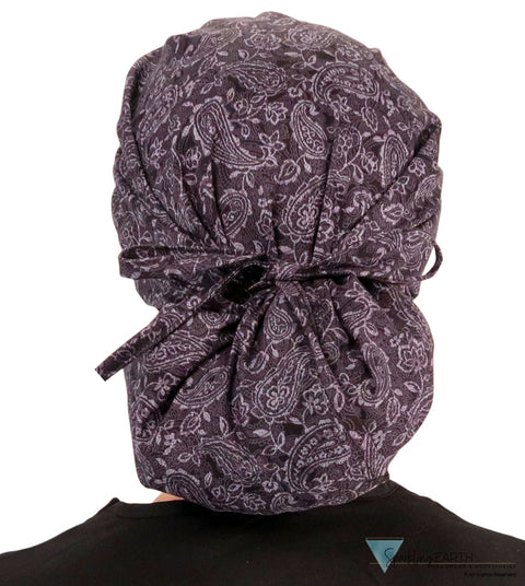 Banded Bouffant Surgical Scrub Cap - Pretty Paisley Floral Batik - Banded Bouffant Surgical Scrub Caps - Sparkling EARTH