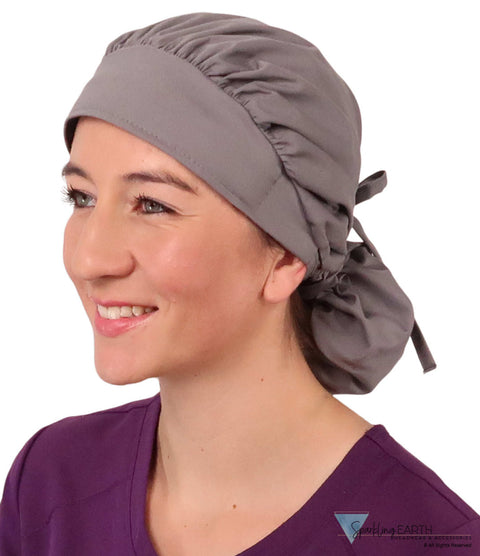 Banded Bouffant Surgical Scrub Cap - Solid Grey - Banded Bouffant Surgical Scrub Caps - Sparkling EARTH