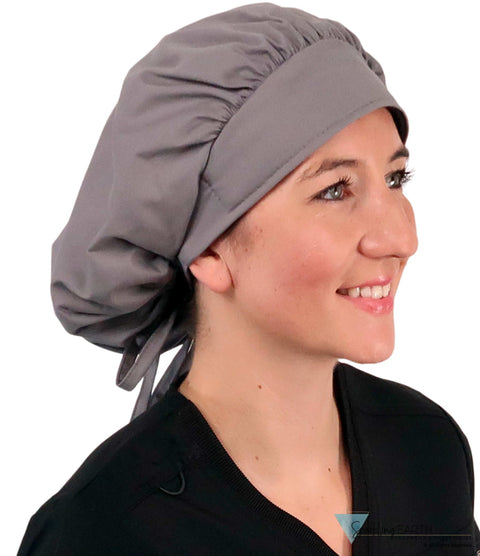 Banded Bouffant Surgical Scrub Cap - Solid Grey - Banded Bouffant Surgical Scrub Caps - Sparkling EARTH
