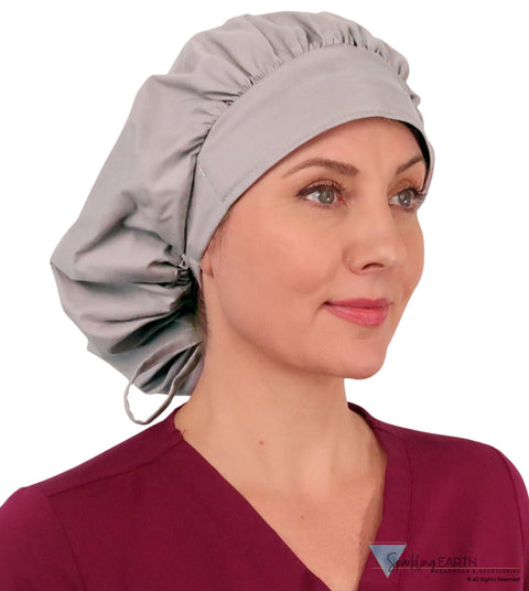 Banded Bouffant Surgical Scrub Cap - Solid Light Grey - Banded Bouffant Surgical Scrub Caps - Sparkling EARTH