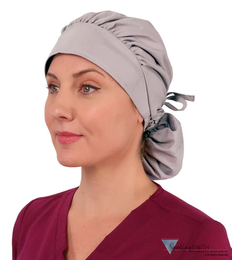 Banded Bouffant Surgical Scrub Cap - Solid Light Grey - Banded Bouffant Surgical Scrub Caps - Sparkling EARTH