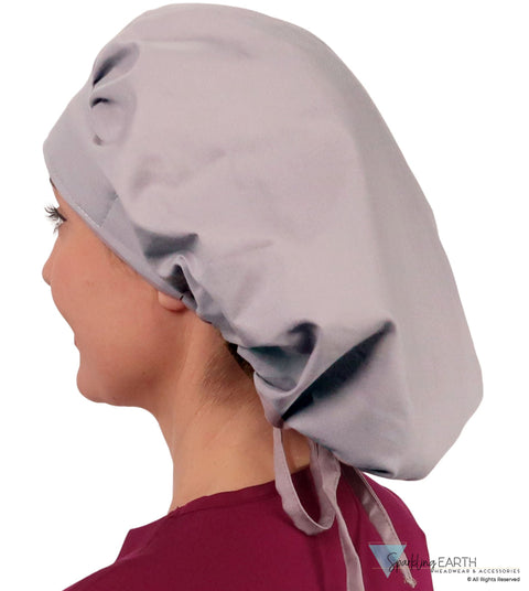 Banded Bouffant Surgical Scrub Cap - Solid Light Grey - Banded Bouffant Surgical Scrub Caps - Sparkling EARTH