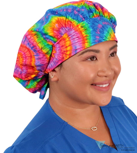 Banded Bouffant Surgical Scrub Cap - Tie Dye - Banded Bouffant Surgical Scrub Caps - Sparkling EARTH