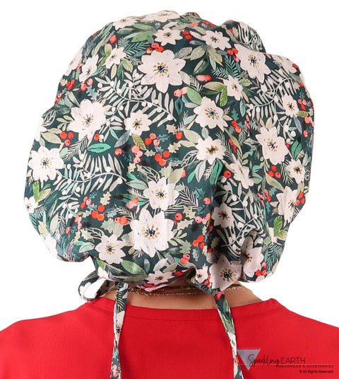 Banded Bouffant Ponytail Scrub Cap - Winter Wonderland Banded Bouffant Surgical Scrub Caps