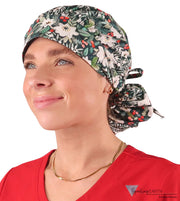 Banded Bouffant Ponytail Scrub Cap - Winter Wonderland Banded Bouffant Surgical Scrub Caps