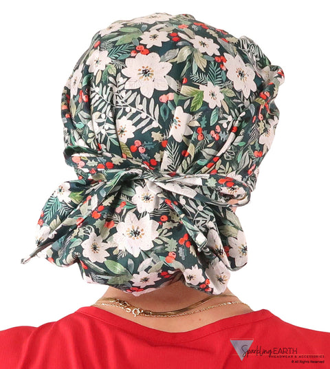 Banded Bouffant Ponytail Scrub Cap - Winter Wonderland Banded Bouffant Surgical Scrub Caps