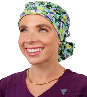 Banded Bouffant Surgical Scrub Cap - Blue Carousel Of Colors Caps