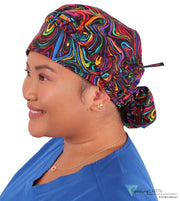 Banded Bouffant Surgical Scrub Cap - Crazy Colorful Swirls Caps