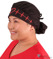 Banded Bouffant Surgical Scrub Cap - Red Beating Heart Caps