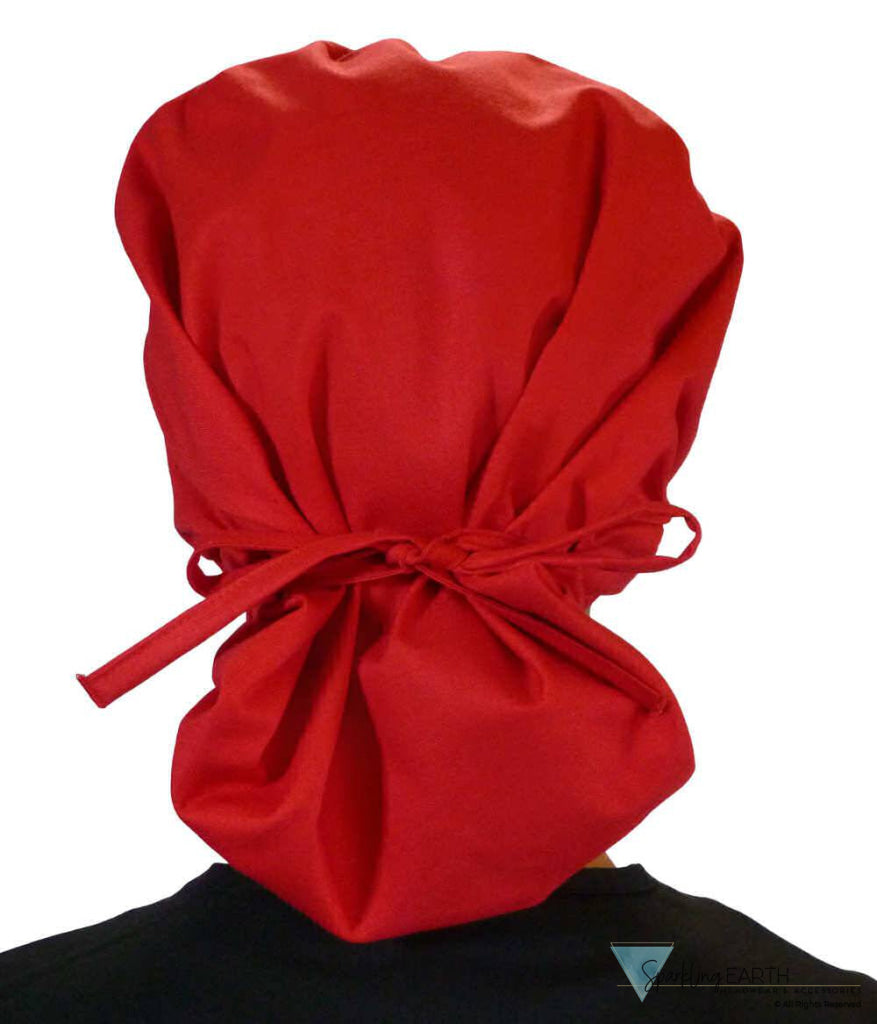 Banded Bouffant Surgical Scrub Cap - Solid Red Caps