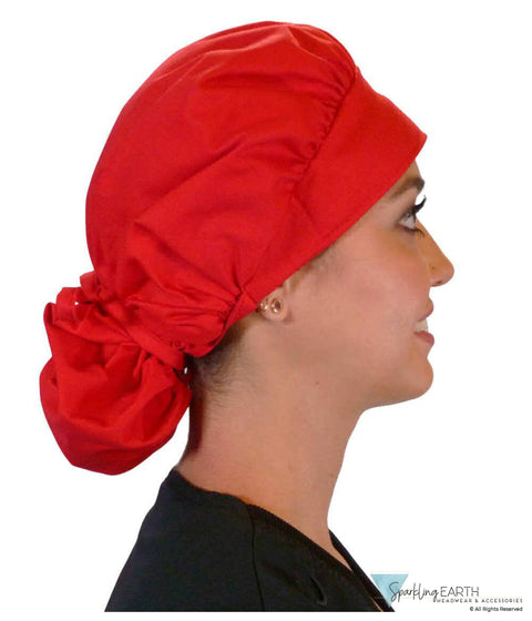 Banded Bouffant Surgical Scrub Cap - Solid Red Caps