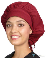 Banded Bouffant Surgical Scrub Cap - Solid Red Wine Caps