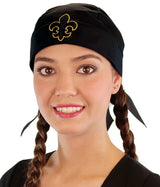 Embellished Classic Skull Cap - Black Skull Cap with Fleur De Lis Patch