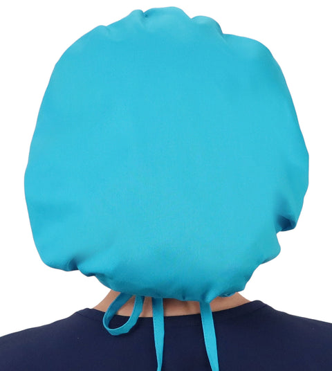 Stylish American Made Banded Bouffant Ponytail Scrub Cap - Solid Turquoise