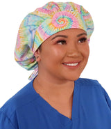 Banded Bouffant Surgical Scrub Cap - Pastel Tie Dye - Banded Bouffant Surgical Scrub Caps - Sparkling EARTH