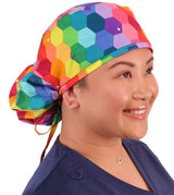 Big Hair Surgical Scrub Cap -  Rainbow Kaleidoscope