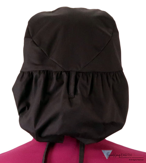 Big Hair Ponytail Surgical Scrub Cap - Scrub Cap for Long Hair - Black with Pink Butterfly Patch Big Hair Surgical