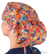 Big Hair Ponytail Surgical Scrub Cap - Scrub Cap for Long Hair - Floral Fury Big Hair Surgical Scrub Caps