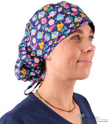 Big Hair Ponytail Surgical Scrub Cap - Perfect Scrub Cap for Long Hair - Fabulous Fishies Big Hair Surgical Scrub Caps
