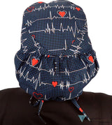 Big Hair Surgical Scrub Cap - Heartbeats on Navy - Big Hair Surgical Scrub Caps - Sparkling EARTH