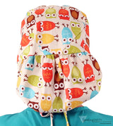 Big Hair Ponytail Surgical Scrub Cap - Perfect Scrub Cap for Long Hair - Oodles of Owls Big Hair Surgical Scrub Caps