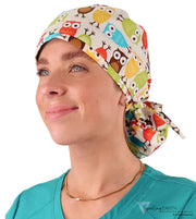 Big Hair Ponytail Surgical Scrub Cap - Oodles of Owls Big Hair Surgical Scrub Caps
