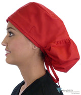 Big Hair Ponytail Surgical Scrub Cap - Perfect Scrub Cap for Long Hair - Red Big Hair Surgical Scrub Caps