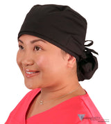 Big Hair Surgical Scrub Cap - Solid Black - Big Hair Surgical Scrub Caps - Sparkling EARTH