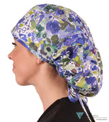 Big Hair Ponytail Surgical Scrub Cap - Perfect Scrub Cap for Long Hair - Wildflower Meadow Big Hair Surgical Scrub Caps