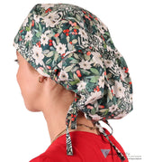 Big Hair Ponytail Surgical Scrub Cap - Winter Wonderland Big Hair Surgical Scrub Caps