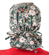 Big Hair Ponytail Surgical Scrub Cap - Winter Wonderland Big Hair Surgical Scrub Caps