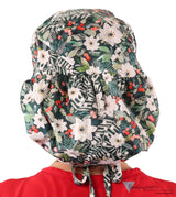 Big Hair Ponytail Surgical Scrub Cap - Winter Wonderland Big Hair Surgical Scrub Caps