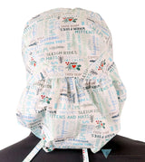 Big Hair Ponytail Surgical Scrub Cap - Perfect Scrub Cap for Long Hair - Wonterful Winter Words Big Hair Surgical Scrub
