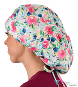 Big Hair Ponytail Surgical Scrub Cap - Spring Has Sprung! Caps