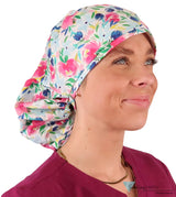 Big Hair Ponytail Surgical Scrub Cap - Spring Has Sprung! Caps