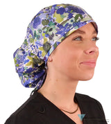 Big Hair Ponytail Surgical Scrub Cap - Wildflower Meadow Caps