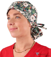 Big Hair Ponytail Surgical Scrub Cap - Winter Wonderland Big Hair Surgical Scrub Caps