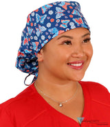 Big Hair Scrub Cap - All American Butterflies Surgical Caps